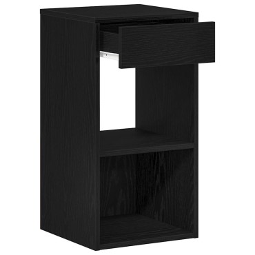 vidaXL Κομοδίνο με συρτάρι Μαύρη βελανιδιά 35x34x66,5cm 1 τεμ.
