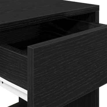vidaXL Κομοδίνο με συρτάρι Μαύρη βελανιδιά 35x34x66,5cm 1 τεμ.