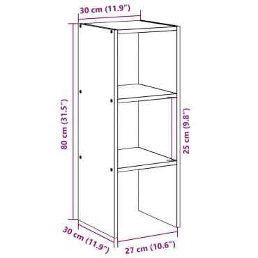vidaXL Βιβλιοθήκη στοιβαζόμενη Μαύρη δρυς 30x30x80cm 1 τεμ.
