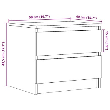 vidaXL Κομοδίνο Αρτισιανή Δρυς 50x40x43.5cm από Επεξεργασμένο Ξύλο 1 τεμ.