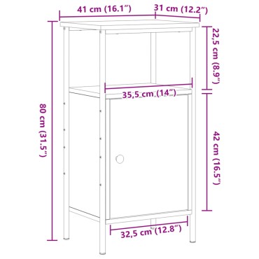 vidaXL Κομοδίνο τεχνίτης Δρυς 41x31x80cm από Επεξεργασμένο Ξύλο 1 τεμ.