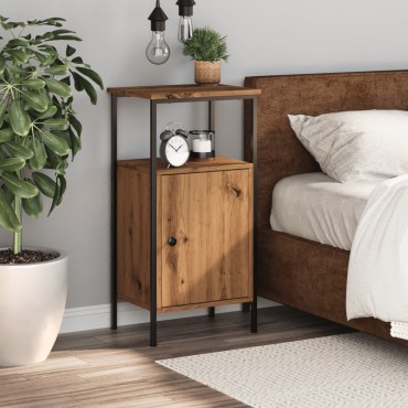 vidaXL Κομοδίνο τεχνίτης Δρυς 41x31x80cm από Επεξεργασμένο Ξύλο 1 τεμ.