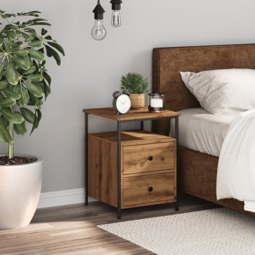 vidaXL Κομοδίνο τεχνίτης Δρυς 34x35,5x50cm από Επεξεργασμένο Ξύλο 1 τεμ.