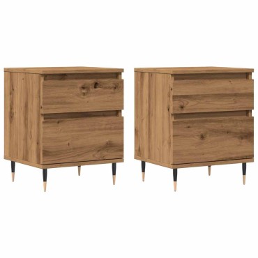 vidaXL Κομοδίνα 2 τεμ. τεχνίτης Δρυς 40x35x50cm από Επεξεργ Ξύλο