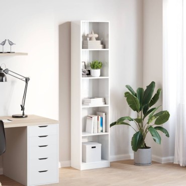 vidaXL Βιβλιοθήκη Γυαλιστερό Λευκό 40x24x176cm Επεξεργασμένο Ξύλο 1 τεμ.
