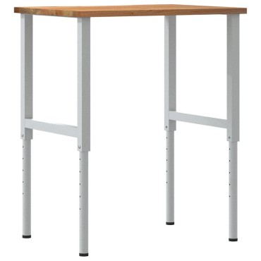 vidaXL Πάγκος Εργασίας Ανοιχτό Καφέ 80x60x(71,5-98) cm Μασίφ Ξύλο Δρυς