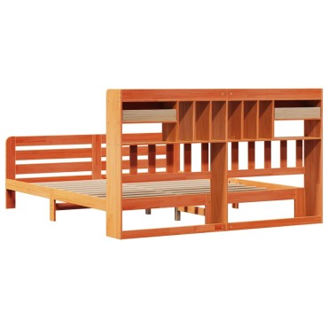 vidaXL Κρεβάτι Βιβλιοθήκη Χωρίς Στρώμα 180x200 εκ Μασίφ Ξύλο Πεύκου
