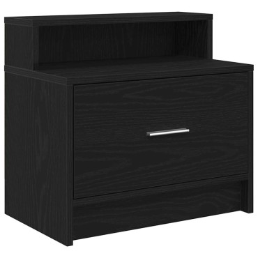 vidaXL Κομοδίνο με συρτάρι Μαύρη βελανιδιά 51x31x47cm 1 τεμ.