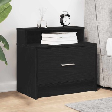 vidaXL Κομοδίνο με συρτάρι Μαύρη βελανιδιά 51x31x47cm 1 τεμ.