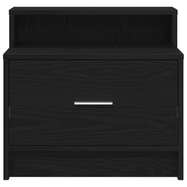 vidaXL Κομοδίνο με συρτάρι Μαύρη βελανιδιά 51x31x47cm 1 τεμ.