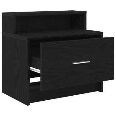 vidaXL Κομοδίνο με συρτάρι Μαύρη βελανιδιά 51x31x47cm 1 τεμ.