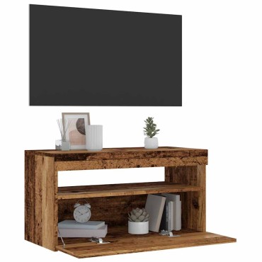 vidaXL Έπιπλο Τηλεόρασης LED Όψη Παλαιού Ξύλου 75x35x40cm Επεξ. Ξύλο