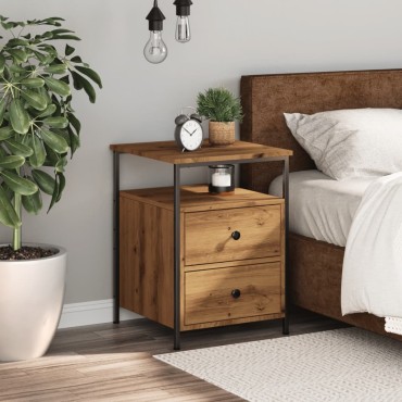 vidaXL Κομοδίνο τεχνίτης Δρυς 44x45x60cm από Επεξεργασμένο Ξύλο 1 τεμ.