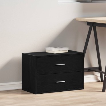 vidaXL Ντουλάπι με 2 συρτάρια Μαύρη δρυς 60x31x40cm Ξύλινη κατασκευή 1 τεμ.