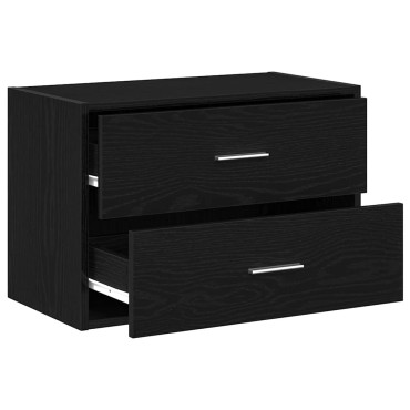 vidaXL Ντουλάπι με 2 συρτάρια Μαύρη δρυς 60x31x40cm Ξύλινη κατασκευή 1 τεμ.