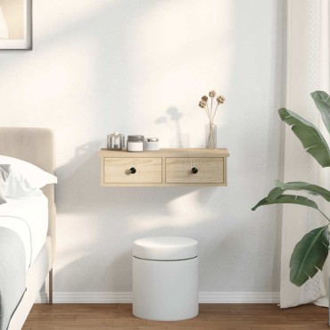 vidaXL Ράφι τοίχου με συρτάρια Δρυς sonoma 60x28x15cm 1 τεμ.