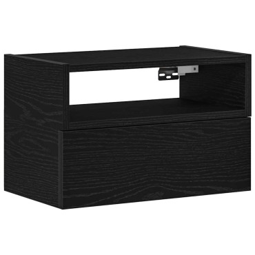 vidaXL Κομοδίνο Επιτοίχιο mαύρο 45x26x28,5cm 1 τεμ.