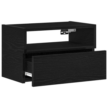 vidaXL Κομοδίνο Επιτοίχιο mαύρο 45x26x28,5cm 1 τεμ.