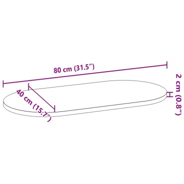 vidaXL Επιτραπέζια επιφάνεια Σκούρο Καφέ 80x40x2cm Ξύλο Δρυός Οβάλ