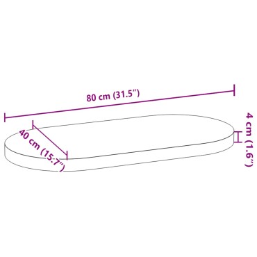 vidaXL Επιτραπέζια επιφάνεια Ανοιχτό Καφέ 80x40x4cm Ξύλο Δρυός Οβάλ