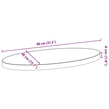 vidaXL Επιτραπέζια επιφάνεια 80x40x4cm από Μασίφ Ξύλο Δρυός Οβάλ