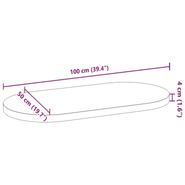 vidaXL Επιτραπέζια επιφάνεια Ανοιχτό Καφέ 100x50x4cm Ξύλο Δρυός Οβάλ