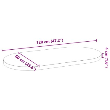 vidaXL Επιτραπέζια επιφάνεια Σκούρο Καφέ 120x60x4cm Ξύλο Δρυός Οβάλ