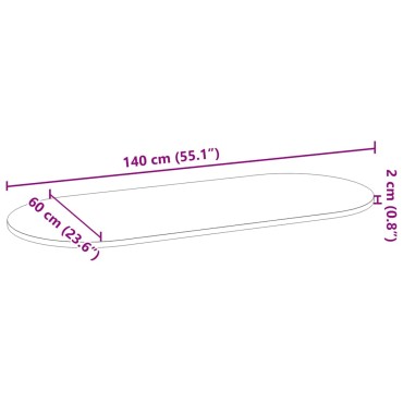 vidaXL Επιτραπέζια επιφάνεια 140x60x2cm από Μασίφ Ξύλο Δρυός Οβάλ