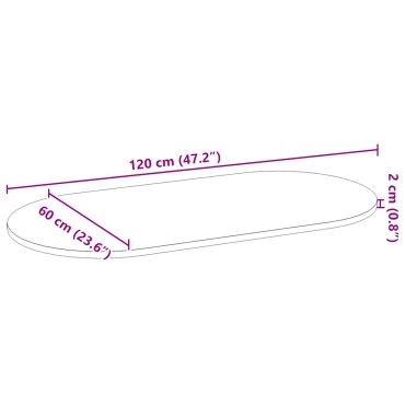 vidaXL Επιτραπέζια επιφάνεια Σκούρο Καφέ 120x60x2cm Ξύλο Δρυός Οβάλ