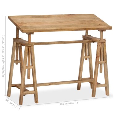 vidaXL Γραφείο Σχεδιαστήριο 116x50x76cm από Μασίφ Ξύλο Μάνγκο 1 τεμ.