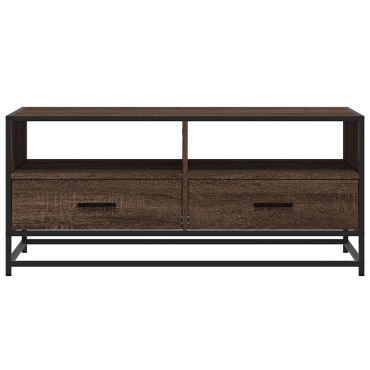 vidaXL Τραπεζάκι Σαλονιού Καφέ Δρυς 100x50x45cm Επ. Ξύλο/Μέταλλο 1 τεμ.
