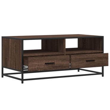 vidaXL Τραπεζάκι Σαλονιού Καφέ Δρυς 100x50x45cm Επ. Ξύλο/Μέταλλο 1 τεμ.