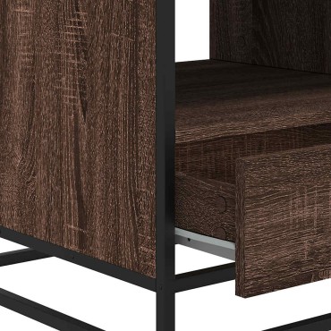 vidaXL Τραπεζάκι Σαλονιού Καφέ Δρυς 100x50x45cm Επ. Ξύλο/Μέταλλο 1 τεμ.