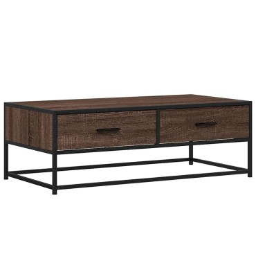 vidaXL Τραπεζάκι Σαλονιού Καφέ Δρυς 100x50x35cm Επεξ. Ξύλο/Μέταλλο 1 τεμ.