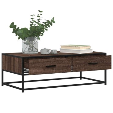 vidaXL Τραπεζάκι Σαλονιού Καφέ Δρυς 100x50x35cm Επεξ. Ξύλο/Μέταλλο 1 τεμ.