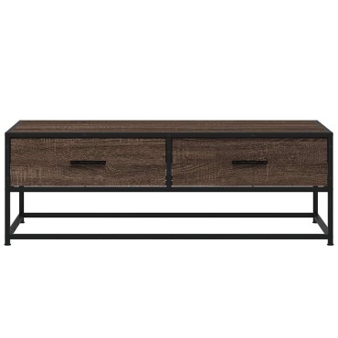 vidaXL Τραπεζάκι Σαλονιού Καφέ Δρυς 100x50x35cm Επεξ. Ξύλο/Μέταλλο 1 τεμ.