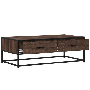 vidaXL Τραπεζάκι Σαλονιού Καφέ Δρυς 100x50x35cm Επεξ. Ξύλο/Μέταλλο 1 τεμ.