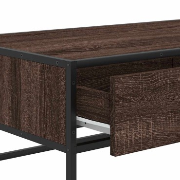 vidaXL Τραπεζάκι Σαλονιού Καφέ Δρυς 100x50x35cm Επεξ. Ξύλο/Μέταλλο 1 τεμ.