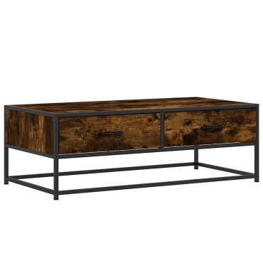 vidaXL Τραπεζάκι Σαλονιού Καπνιστή Δρυς 100x50x35cm Επ. Ξύλο/Μέταλλο 1 τεμ.