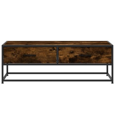 vidaXL Τραπεζάκι Σαλονιού Καπνιστή Δρυς 100x50x35cm Επ. Ξύλο/Μέταλλο 1 τεμ.