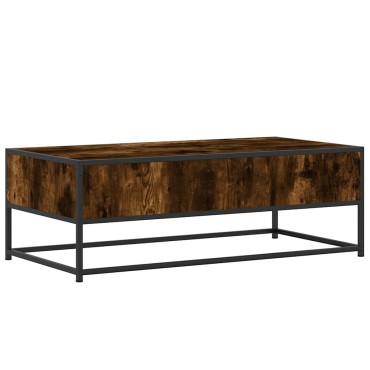 vidaXL Τραπεζάκι Σαλονιού Καπνιστή Δρυς 100x50x35cm Επ. Ξύλο/Μέταλλο 1 τεμ.
