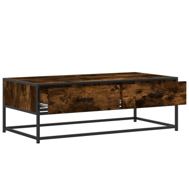 vidaXL Τραπεζάκι Σαλονιού Καπνιστή Δρυς 100x50x35cm Επ. Ξύλο/Μέταλλο 1 τεμ.