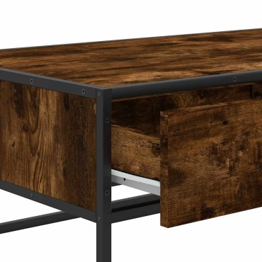 vidaXL Τραπεζάκι Σαλονιού Καπνιστή Δρυς 100x50x35cm Επ. Ξύλο/Μέταλλο 1 τεμ.