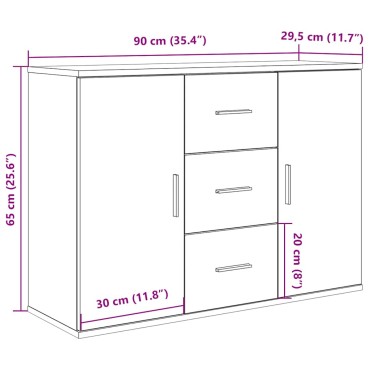 vidaXL Μπουφές Όψη Παλαιού Ξύλου 90x29,5x65cm Επεξεργασμένο Ξύλο 1 τεμ.