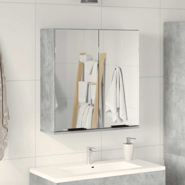vidaXL Καθρέφτης Μπάνιου Γκρι Σκυροδέματος 64x20x66,5cm Επεξ. Ξύλο 1 τεμ.