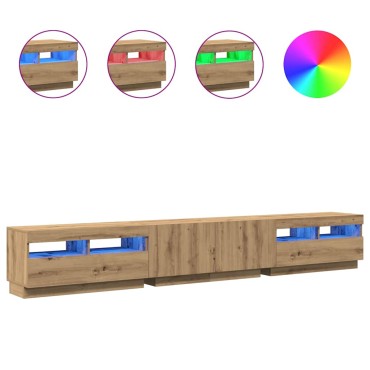 vidaXL Έπιπλο Τηλεόρασης με LED Αρτισιανή Δρυς 260x35x40cm Επεξ.Ξύλο