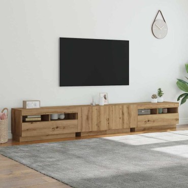 vidaXL Έπιπλο Τηλεόρασης με LED Αρτισιανή Δρυς 260x35x40cm Επεξ.Ξύλο