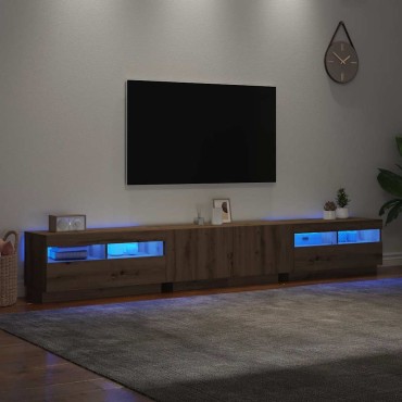 vidaXL Έπιπλο Τηλεόρασης με LED Αρτισιανή Δρυς 260x35x40cm Επεξ.Ξύλο