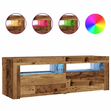 vidaXL Κομοδίνα με LED 2 τεμ. Παλιό ξύλο 60x35x40cm