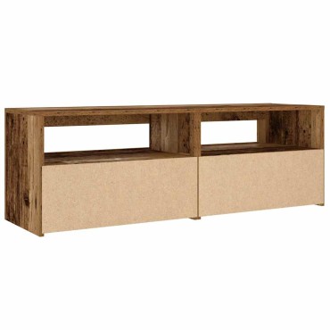 vidaXL Κομοδίνα με LED 2 τεμ. Παλιό ξύλο 60x35x40cm